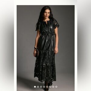 The Somerset Maxi Dress: Faux Leather Embroidered Edition